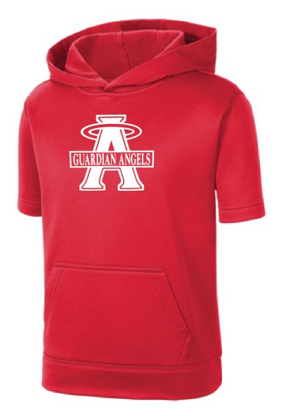 YOUTH Sport Tek Short Sleeve Hoodie-Spiritwear, Red (YST251)